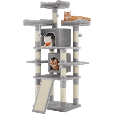 Acaza - Krabpaal - Krabpaal voor grote Katten - Kattenboom - 172 cm Hoog - Lichtgrijs