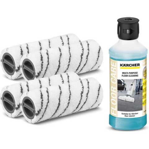 Kärcher Floor Cleaner Accessoire set Plus – 4 microvezelrollen GRIJS  – universeel vloerreinigingsmiddel RM 536