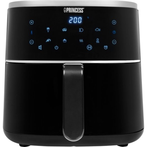 Princess Digitale Airfryer 182238 - Inclusief in hoogte verstelbaar Grillrack - Groot 4 Liter - Heteluchtfriteuse - Zwart - Digital Touchscreen - 8 Automatische Programma's
