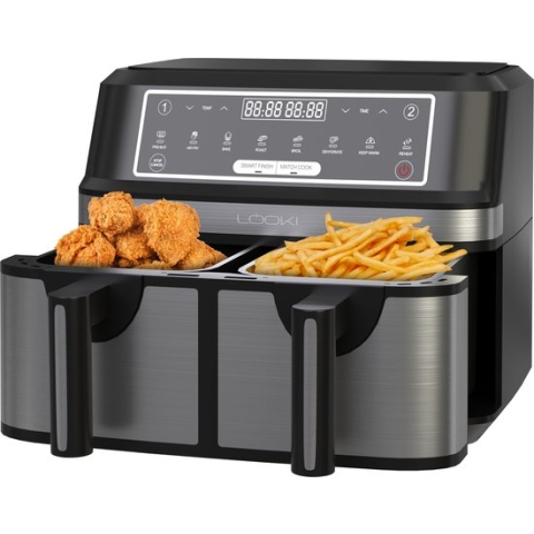 Looki Dubbele Airfryer XXL - 2000W - Duo Heteluchtfriteuse - Oven - 9.2 L - 50-200 °C