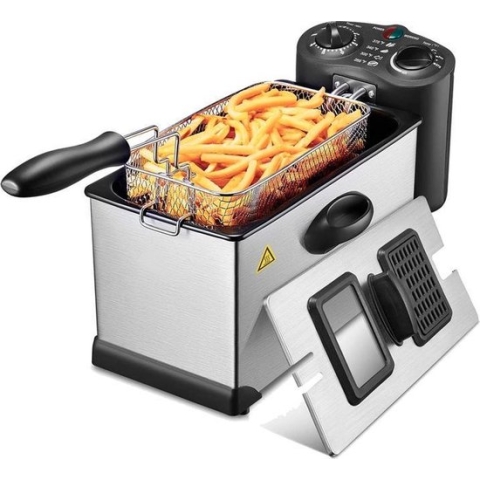 DESKI Friteuse - Frituurpan - 3 Liter - 2000 Watt - Zilver