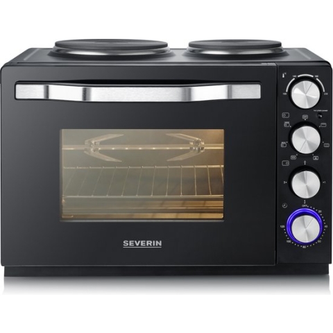 Severin TO 2074 - Bak- en broodrooster oven met kookplaten - Zwart