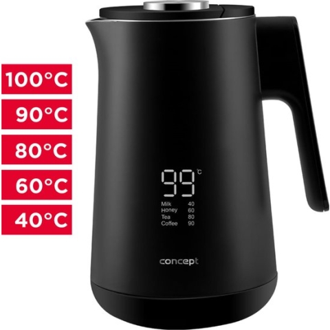 Concept - Waterkoker - Digitale Ketel Temperatuur Instelling - Zwart - 1.7L