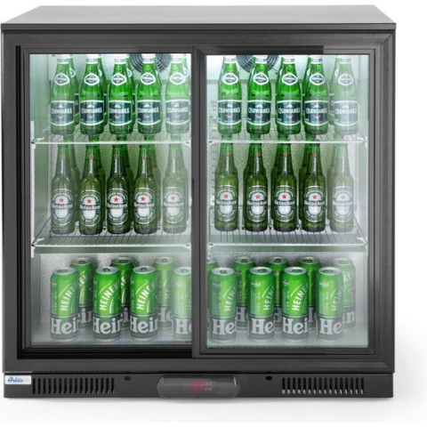 Arktic Horeca Koelkast Glazen Deur - Professionele Flessenkoelkast - Drankenkoelkast - 197 Liter - Zwart - 2 Schuifdeuren