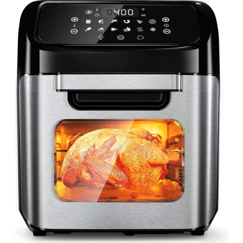 Royalty Line AFO-12601 Airfryer Oven - Airfryer XXL - Heteluchtfriteuse met 12 Programma's - Touch Display Heteluchtoven - 12 Liter - 1800W - Zwart / Zilver