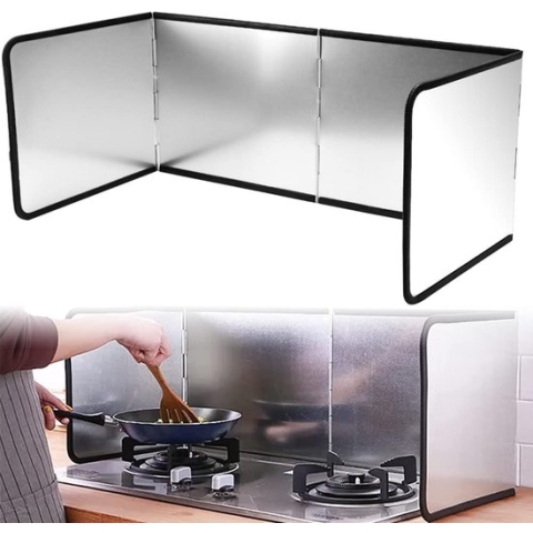 Spatbescherming, opvouwbare keukenspatbescherming, spatscherm met anti-aanbaklaag, kookplaat, keukenachterwand, inklapbare pannenspatbescherming voor kookplaat (76,5 x 30,5 cm)