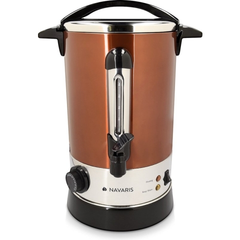 Navaris glühweinketel met temperatuurregelaar 6,8L - RVS glühweinkoker met tap - Warm water ketel - Thermostaat - Oververhittingsbeveiliging - Koper