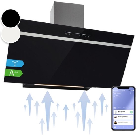 Klarstein Ava 90 Afzuigkap - 90 Cm Wandkap - Wifi - A++ - 515 M³/H - Touch Bediening - Zwart