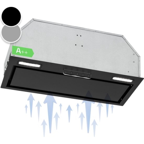 Klarstein Camila 70 Afzuigkap - Inbouwkap - Afzuigvermogen: 397 M³/H - Booster Vermogen 447 M³/H - 3 Standen - Led Kookplaatverlichting: 2 X 2 W - Touch Paneel - Eek: A++ - 60 Db Max. - Roestvrij Staal - Zwart