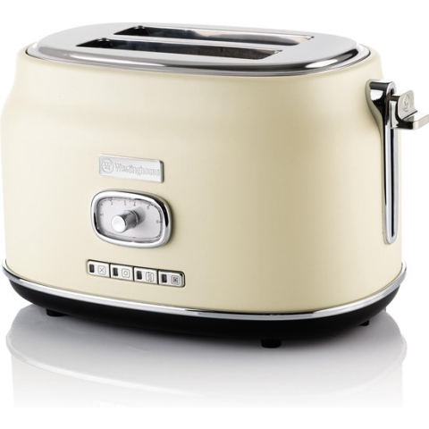 Westinghouse Retro Broodrooster - 2 Slice Toaster - Wit - Met Warmhoudrek