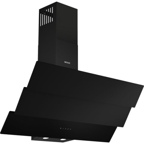 Wiggo WE-B943G(B) - Schuine Afzuigkap - 90cm - 600m³/h - 4 standen - Energieklasse B - Zwart Triple Glas - Koolstoffilters meegeleverd