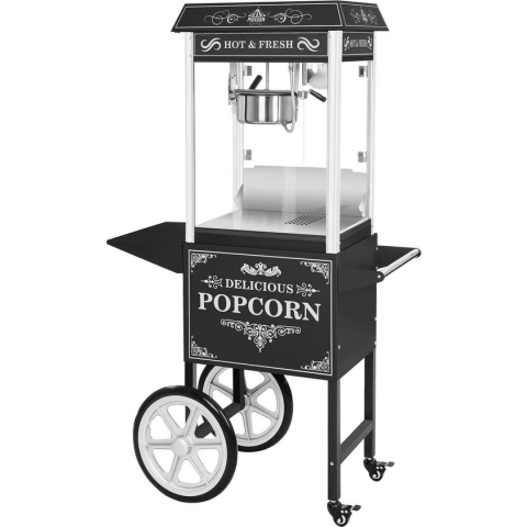 Royal Catering Popcorn Machine met onderstel - Retro-ontwerp - Zwart