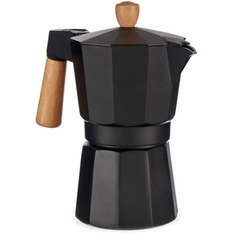 Italian Coffee Pot 6 Cups Wood Aluminium