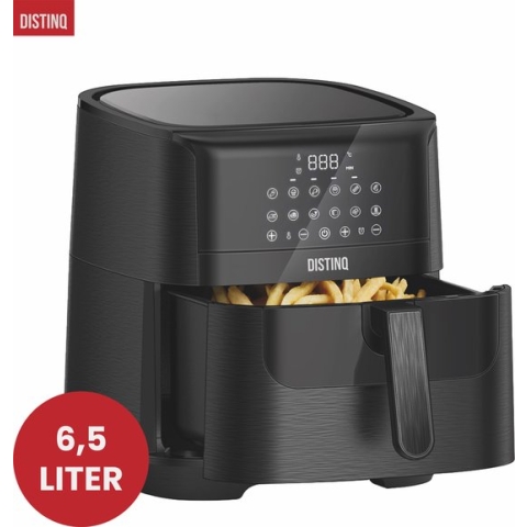 DistinQ Heteluchtfriteuse XXL AirFryer - 1800Watt - Inhoud 6,5 liter - Zwart