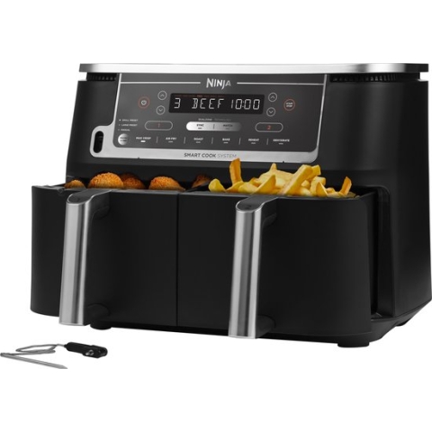 Ninja AF451EU Dubbele Airfryer XXL - Twee Kookvakken - 9.5 Liter - Digitale Thermometer - 2470 Watt - Dual Zone Technologie
