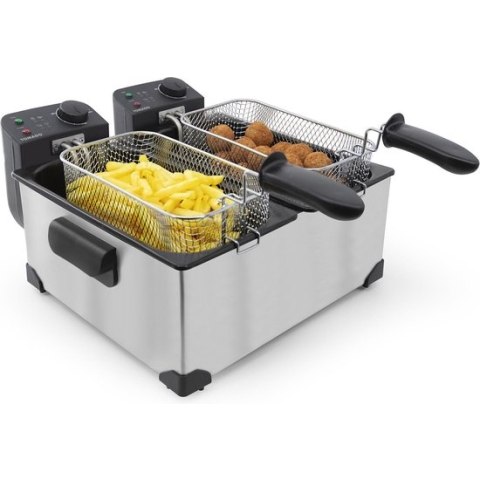 Tomado TDF6001S - Dubbele frituurpan - 2 x 3 liter – 3600 watt - Koude zone – RVS