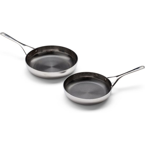 Crowd Cookware – Blackbeard pannenset - Ø24 + 28 cm - RVS – Krasbestendig en non-stick – Geschikt voor alle warmtebronnen inclusief oven - Vaatwasserbestendig