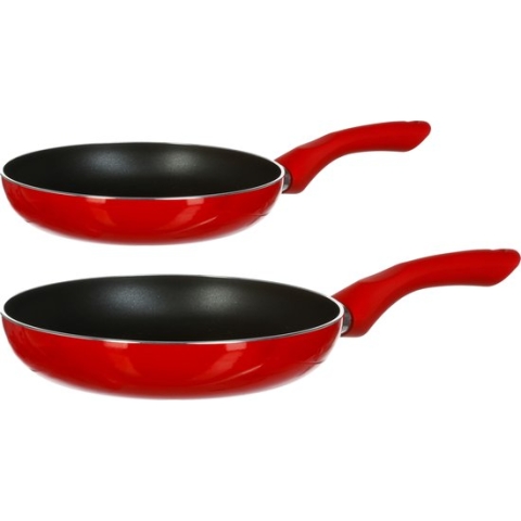 Secret de Gourmet Koekenpannen Milano - D20 en D24 cm - Alle warmtebronnen geschikt - Rood/zwart