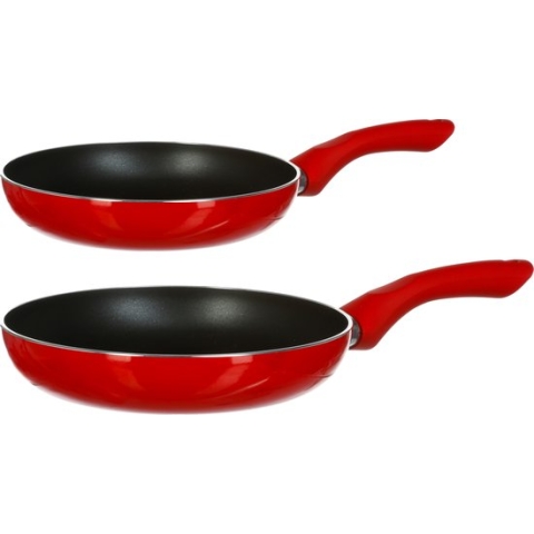 Secret de Gourmet Koekenpannen Milano - D24 en D26 cm - Alle warmtebronnen geschikt - Rood/zwart
