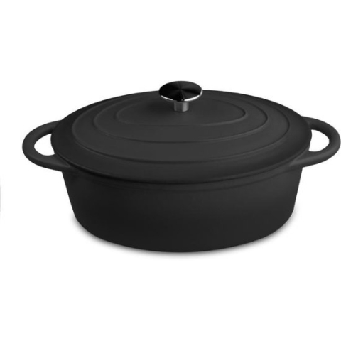 Outr - OVAL CASSEROLE SATIN BLACK DIA 28 CM