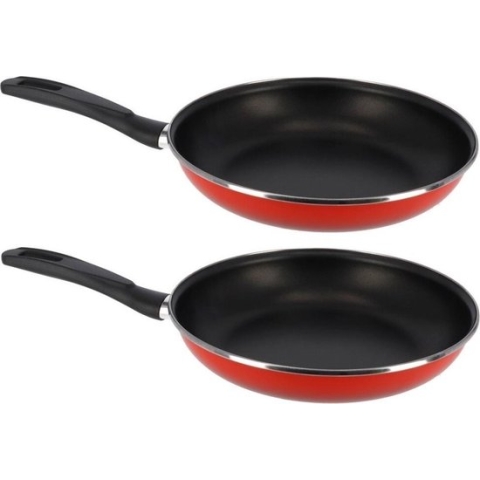 Set van 2x stuks aluminium professionele rode koekenpan Merida met anti-aanbak laag 30 cm - Hapjespannen