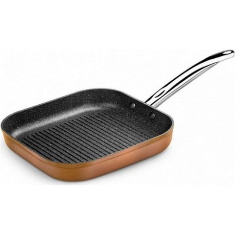 Geribbelde Grillpan Monix M740030 Grill 28 cm Bruin Zwart Gehard aluminium