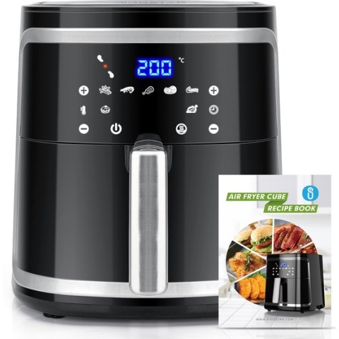 Aigostar Cube 30IBT - Airfryer - XXL Digitaal 7L Hetelucht Friteuse - Kookboek - 1600g friet - 7 Liter- 1900W