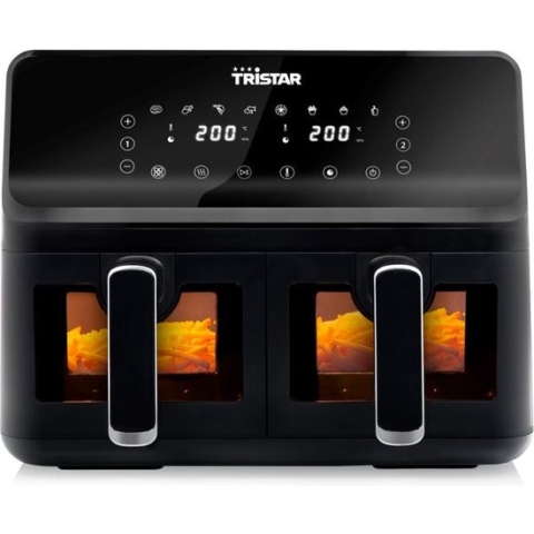 Tristar Dubbele Mand Airfryer FR-9040 - Heteluchtfriteuse - 8 liter - 8 programma's - Met kijkvenster - Zwart