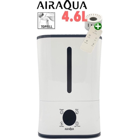 AirAqua Luchtbevochtiger Alpha II - Wit - Topfill - Ionisator - Hygrometer - Extra Lucht bevochtiger Filterset!