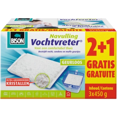 Bison navulzak - geurloos - voor Bison Vochtvreter - 6 x 450 gram - 2 promopacks