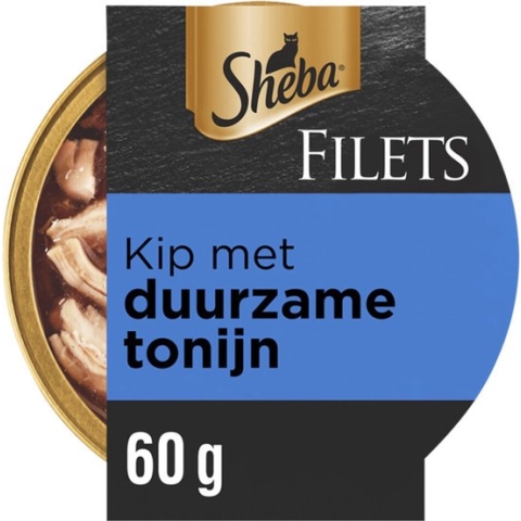 Sheba Filets - Kattenvoer natvoer - Tonijn en kip in saus - 16 x 60 g