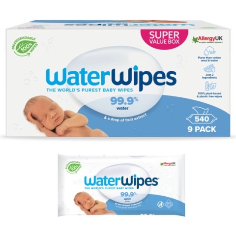 WaterWipes Billendoekjes Bio - 9 x 60 stuks - 540 doekjes