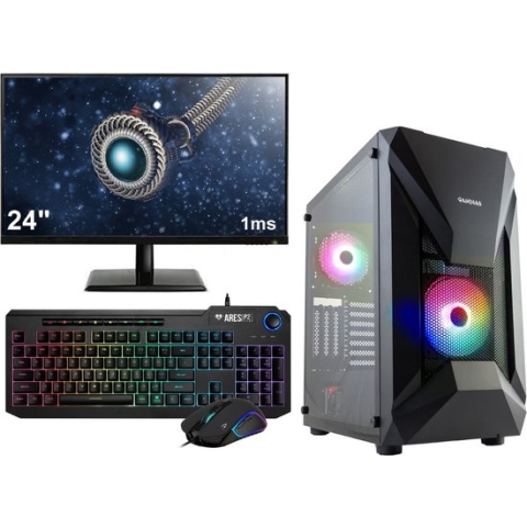 AMD Ryzen 5 RGB 6-Core Budget Game PC SET COMPLEET met 24" 1ms Scherm - Toetsenbord en Muis - 16GB (2x8, 3200MHz) RAM - 500GB SSD - RX Vega 7 - WIFI - Windows 11