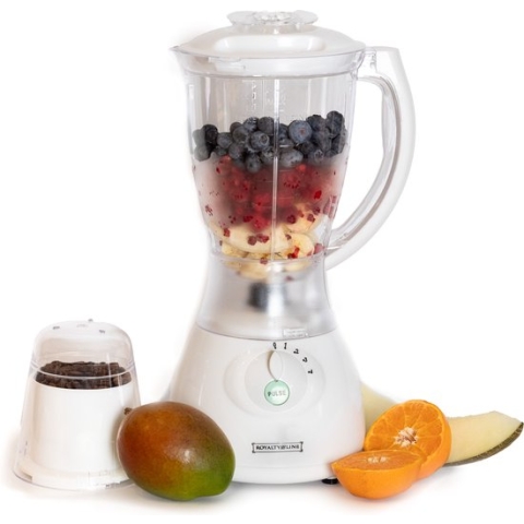 Royalty Line SM-400P.2 Blender Met Koffiemolen - Smoothie Maker - 1.5L - 500W - Blenders met 4 Snelheden - Smoothie Blender Met Extra Bonenmaler - Wit