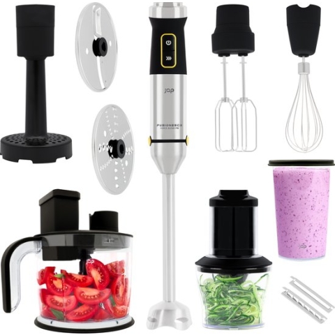 JAP ForceBlend F3 - Staafmixer set XL - Extra krachtig 1500w - 21 snelheden en turbo - Met elektrische hakmolen - Foodprocessor