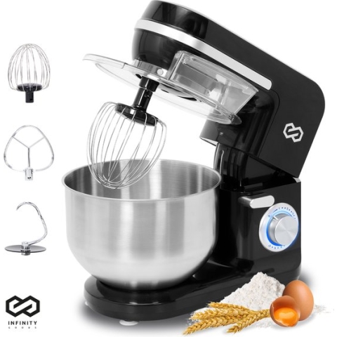 Infinity Goods Keukenmachine - Keukenmixer - 5L RVS Mengkom - Keukenrobot - Foodprocessor - Incl. Accessoires - 1000W - Zwart