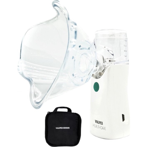 Vulpes Goods® HealthCare - Aerosoltoestel - Ultrasone Vernevelaar Inhalator – Nebulizer - Inhalatieapparaat voor Kinderen, Volwassenen en Baby’s – Oplaadbaar - 2 modes – Helpt tegen Luchtwegaandoeningen - Incl. 4 mondstukken, luxe reistas & E-book