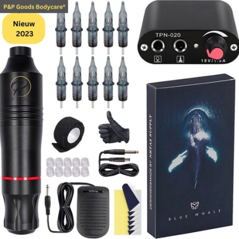 P&P Goods® Bodycare - Tattoo Machine - Tattoo pen - Tattoo Set - Complete set voor beginners & gevorderden - Tattoo Machine Pen - Cartridges - Naalden - Zelf Tatoeëren Kit