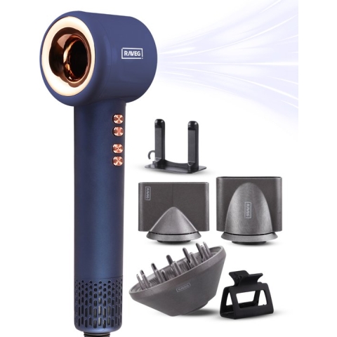 RAVEG Hyperpower ® Haardroger Ionische Krullen Föhn met Diffuser - Navy Blue