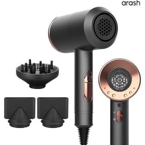 arash® 2000W Föhn met Diffuser - Ionische Haardroger - 3 Standen - Zwart