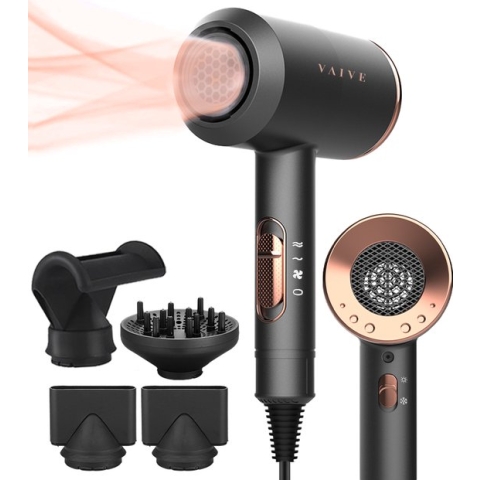 VAIVE Ionische Föhn met Diffuser - Haardroger 2200 Watt - Haarfohn met Coolshot - 3 standen