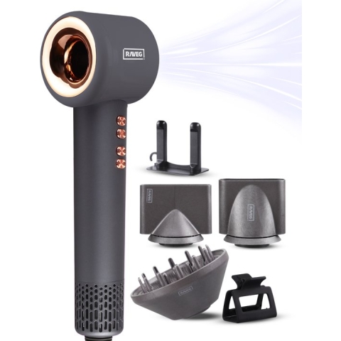 RAVEG Hyperpower ® Föhn met Diffuser Haardroger Ionische Krullen - Angor Grey