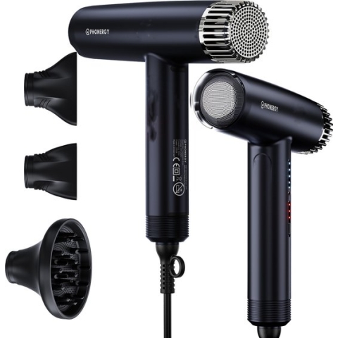 Phonergy Turbosonic - Föhn - Haardroger - 2300 Watt - Ionisch- Warmteregeling - Concentrator - Diffuser -Tas- Zwart