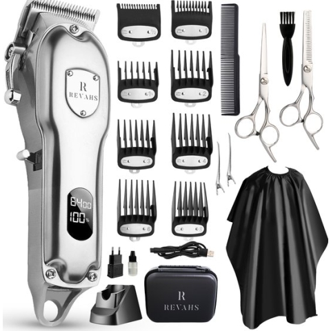Revahs Draadloze Professionele Tondeuse - Baardtrimmer & Hoofdhaar inclusief Travel Bag - Snor - Tondeuse Mannen - Hair Clipper & Haartrimmer - Reistas