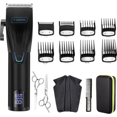 V-Goods Professionele Tondeuse - Haartrimmer - Mannen, Vrouwen en Kappers - 8 Opzetstukken - Met Bewaarkoffer en Mantel