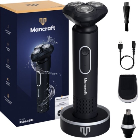 Mancraft 3 in 1 Scheerapparaat Mannen - Met Oplaadstation - Neus en Trimmer Opzetstuk