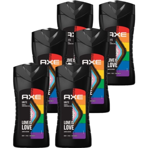 Axe - 3-in-1 Douchegel, Facewash & Shampoo Mannen - Unite - 6 x 250 ml - Voordeelverpakking