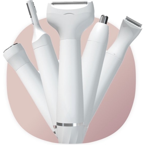 Smart-Tech Ladyshave 5-in-1 - Ontharingsapparaat - Scheerapparaat - Oplaadbaar - Bikinilijn/Wenkbrauw/Neus/Oor - Trimmer - Wit