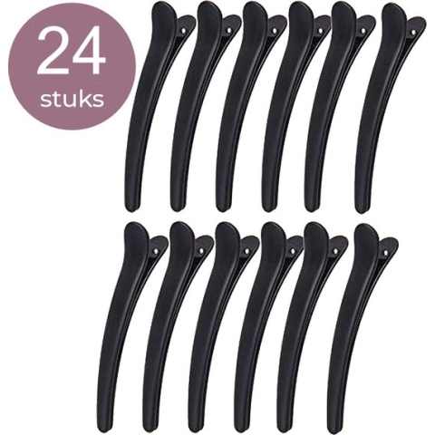 Dayshake Kappers Haarklemmen - 24 stuks - Grote Haarklem - Stevige Platbek Haarclip - Professionele Haarspeld - Afdeelklemmen