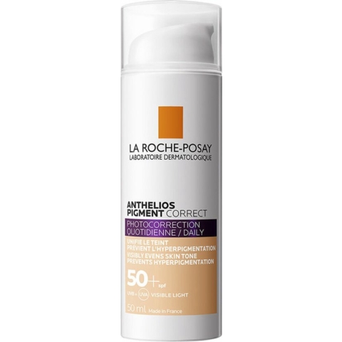 La Roche-Posay Anthelios Pigment Correct Dagelijks Getinte Gezichtscrème voor een Gevoelige Huid SPF50+ Light 50ml - Zonnebescherming voor het gezicht